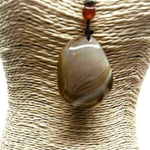 Agate Pendant Necklace Natural Stone Boho Statement Handmade Jewelry